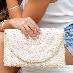 Fold Over Straw Clutch